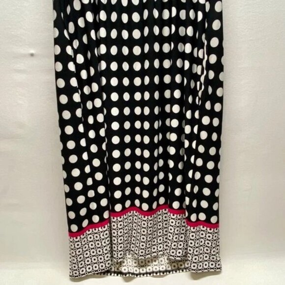 GNW Fit & Flare Dress Women's Size 4 Black White Pink Polka Dot Lightweight EUC - Picture 5 of 8